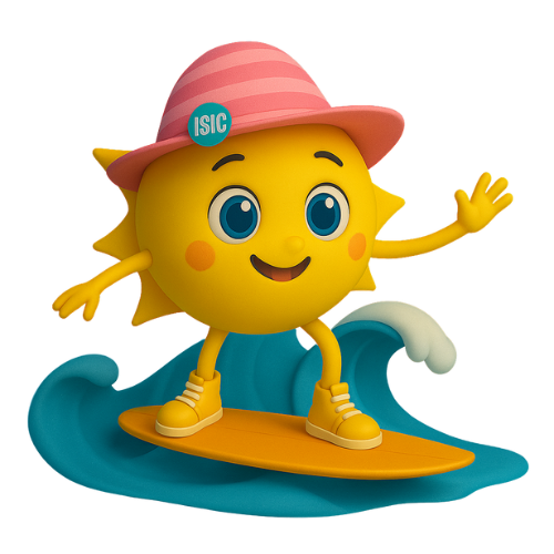 Sunny mascot surfing